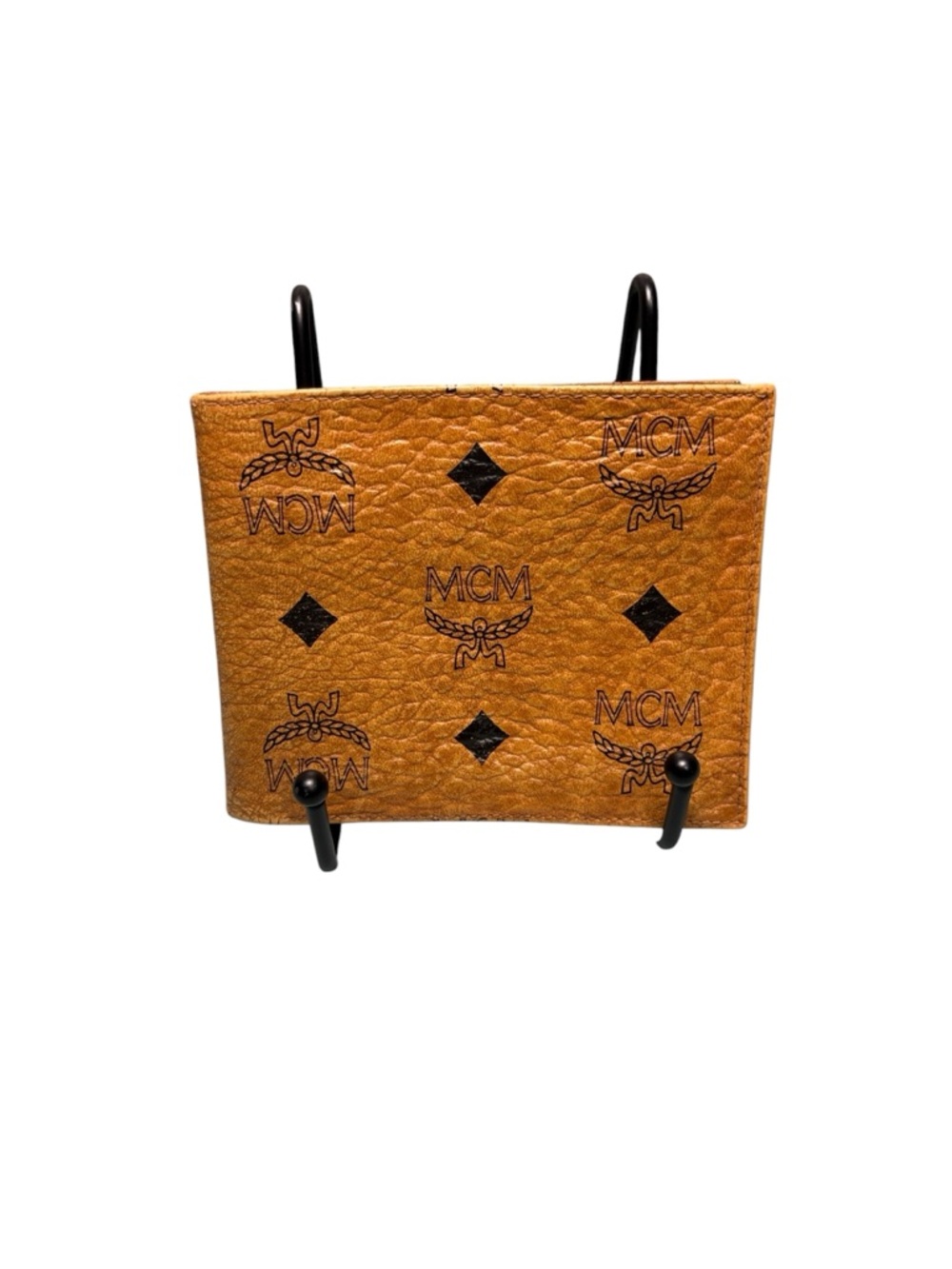 MCM Cognac Visetos Monogram Coated Canvas Bifold Wallet Vintage Style